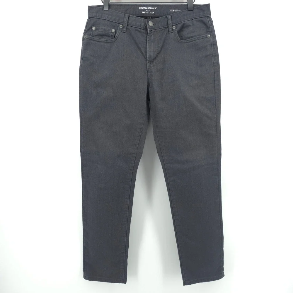 Banana Republic Mens Pants Travel Jean 31x30 Gray‎ Athletic Fit Stretch Denim